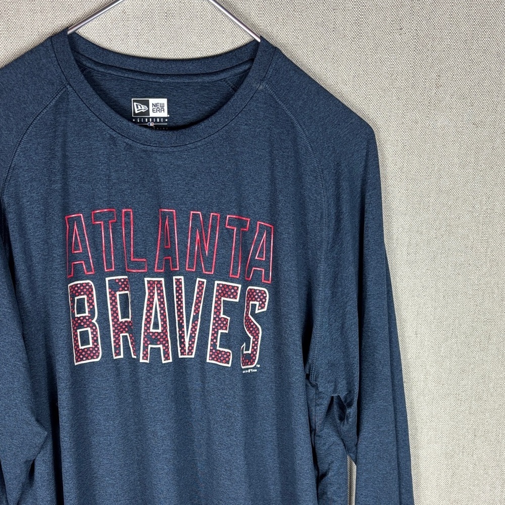 New Era Men's Dark Blue Atlanta Braves Long Sleeve Tee Extra Large - Picture 3 of 8